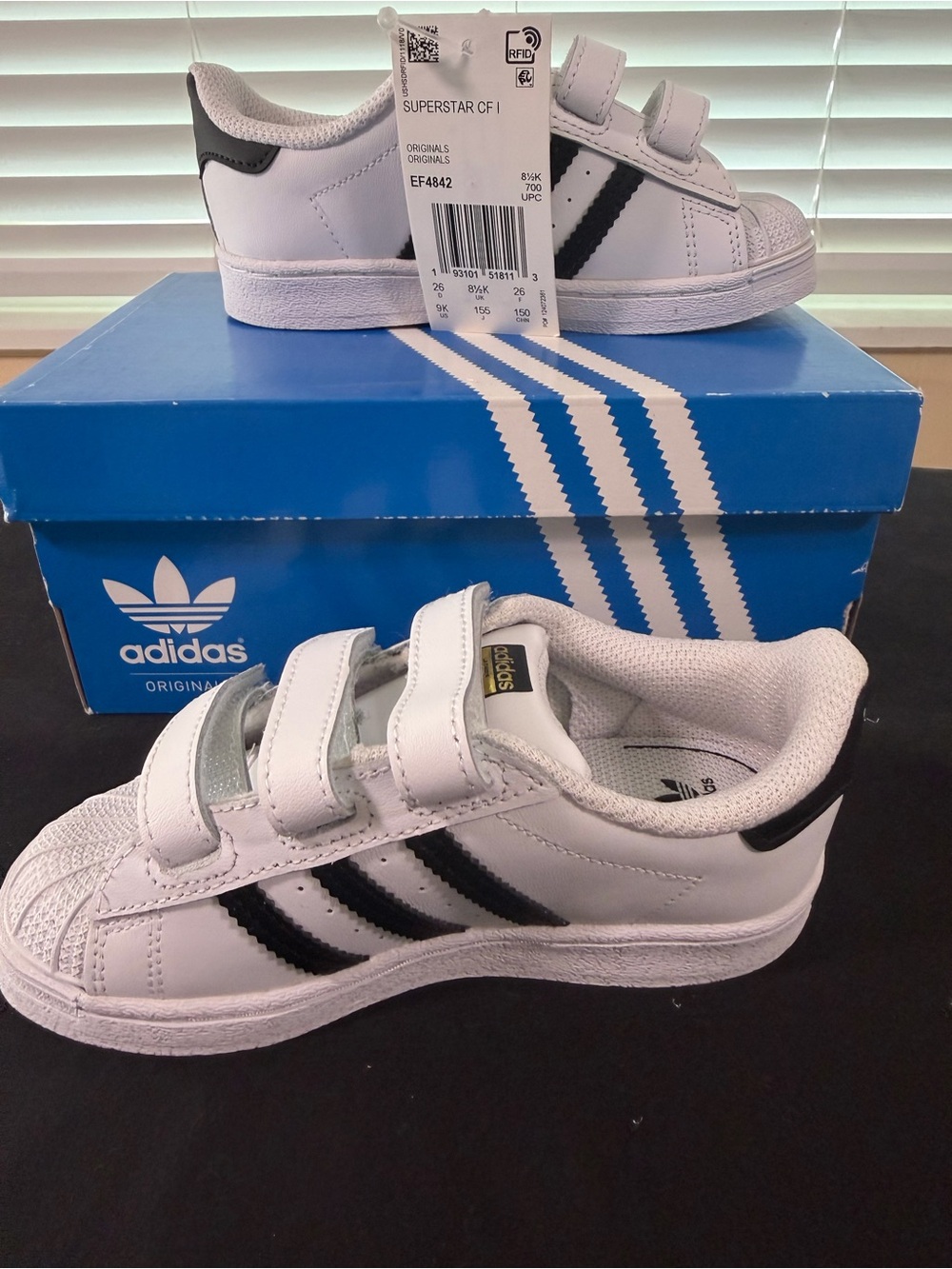 NIB Adidas Superstar CF I Toddlers' Shoes Cloud White/Core Black ef4842  Size 9K